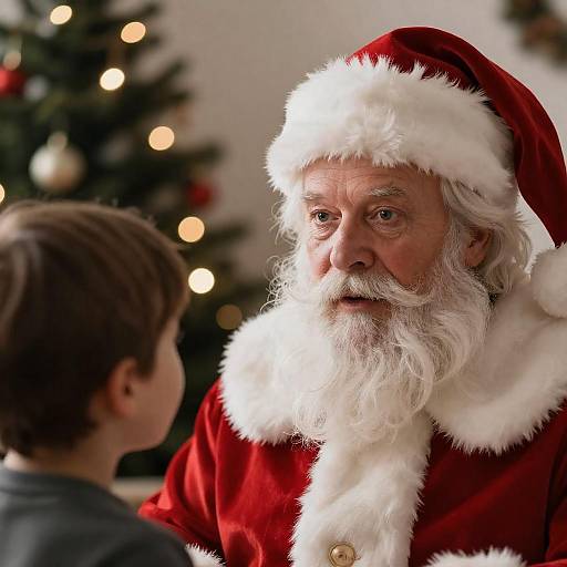 Elderly Santa Claus Observing a Boy