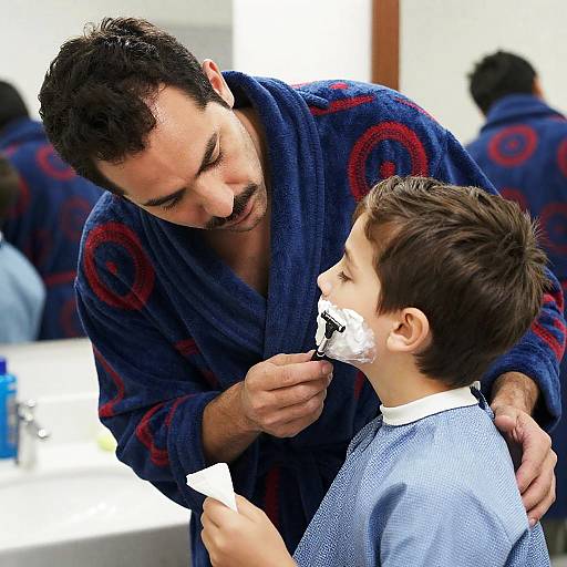 Intimate Shaving Moment in Bright Bathroom