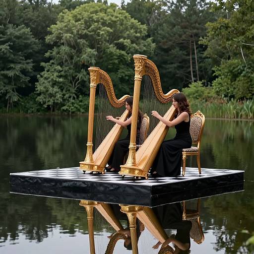Serene Duet on Floating Chessboard
