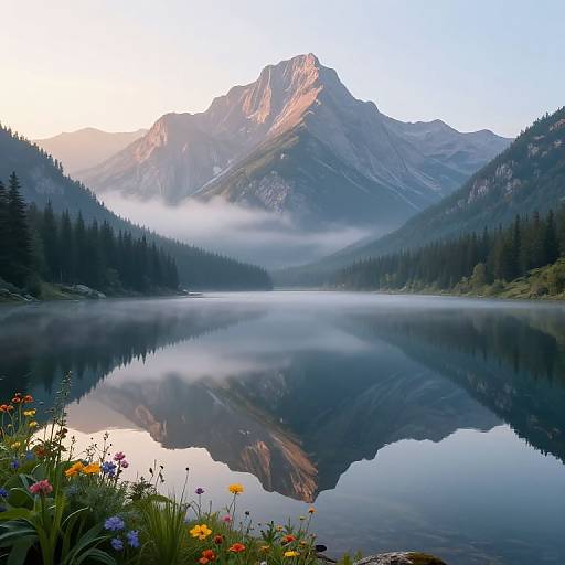 Tranquil Lakeside Dawn Reflection