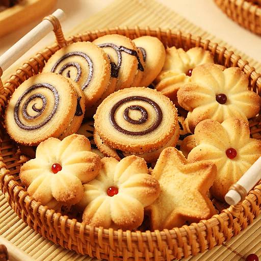 Basket of Assorted Golden Cookies