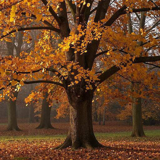 Serene Autumn Ahorn Tree Landscape