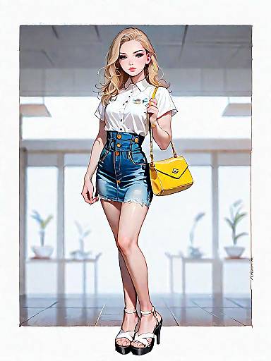 Casual Chic Girl in Denim Outfit