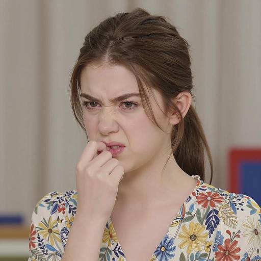 Portrait of a Young Woman in Floral Blouse