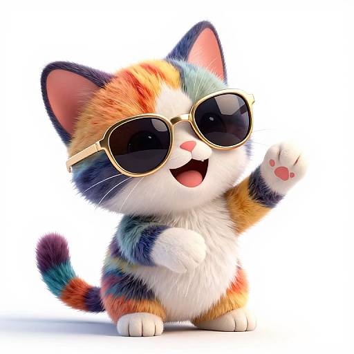 Art Deco Cute Cat with Sunglasses