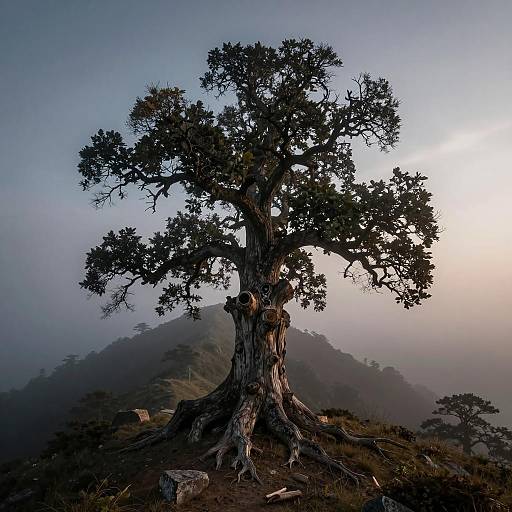 Cinematic Oak Tree Stump at Dawn