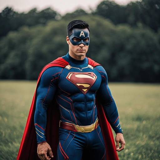Male Superhero in Blue and Red Costume Outdoors