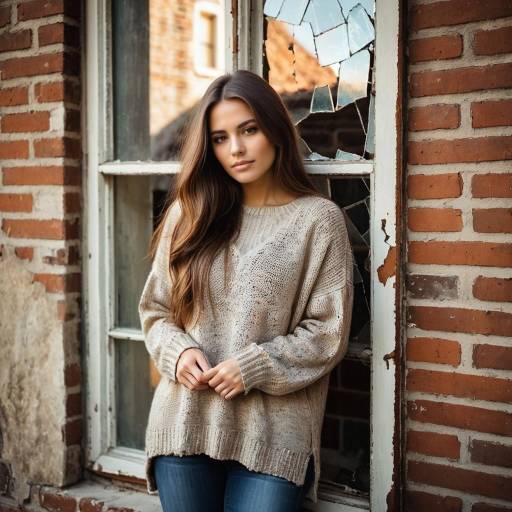 Casual Urban Portrait by an Old Window