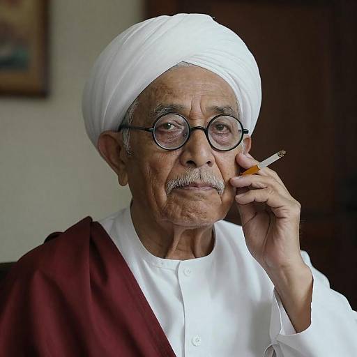 Thoughtful Elder in Traditional Attire