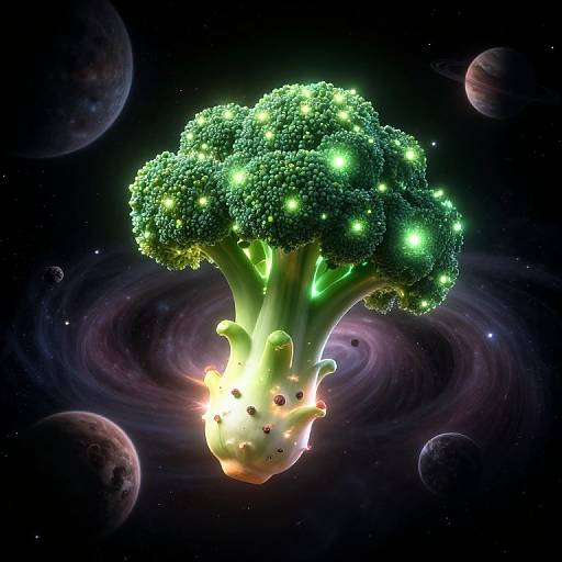 Cosmic Broccoli Radiating Energy In Space