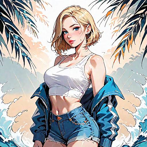 Blonde Woman in Casual Summer Outfit