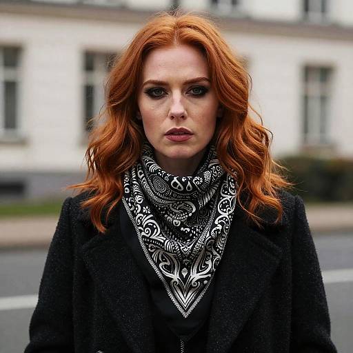 Edgy Woman with Red Hair Portrait