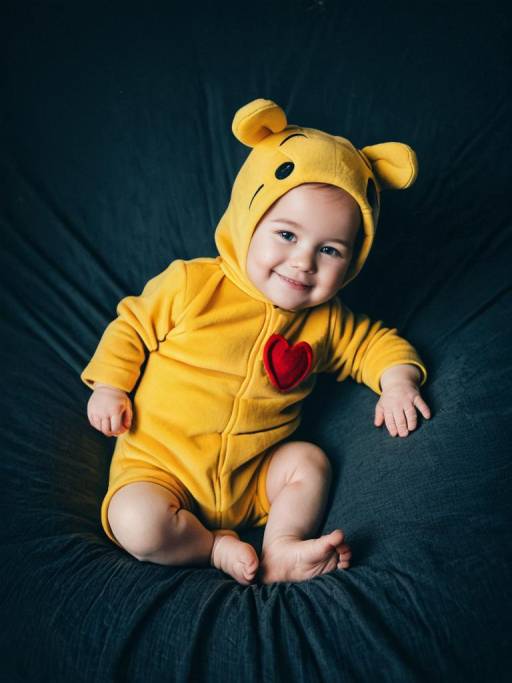 Smiling Baby in Pooh Costume