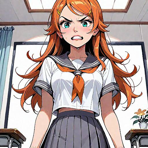 Angry Anime Girl in School Uniform