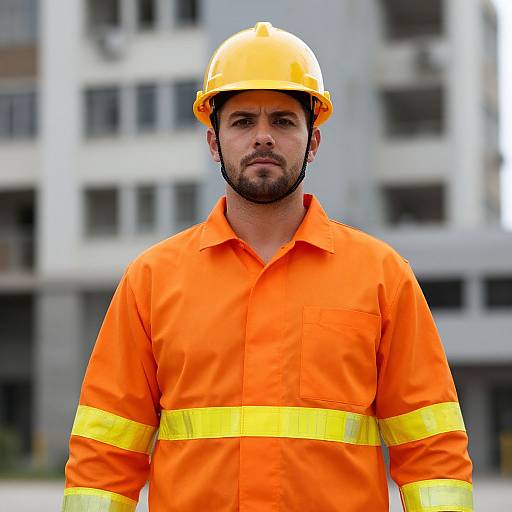 Man in Workwear at Construction Site
