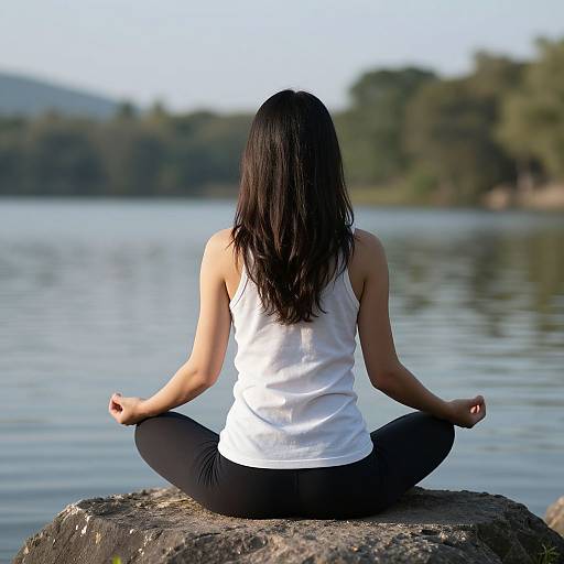 Meditative Woman by Serene Lake