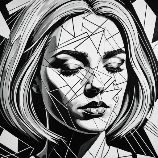 Cubist Monochrome Portrait of a Woman