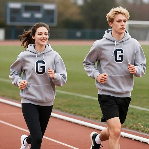 Young Joggers on a Vibrant Track
