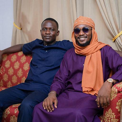 Casual Portrait of Two Men on Sofa