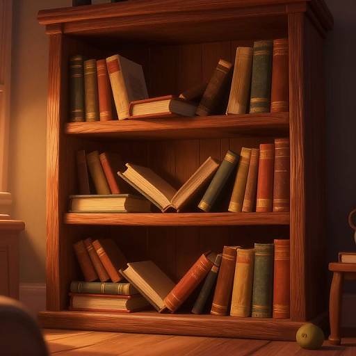 Whimsical Animated Vintage Bookshelf Scene