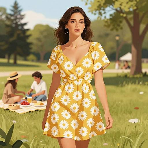 Boho Daisy Mini Dress in Park