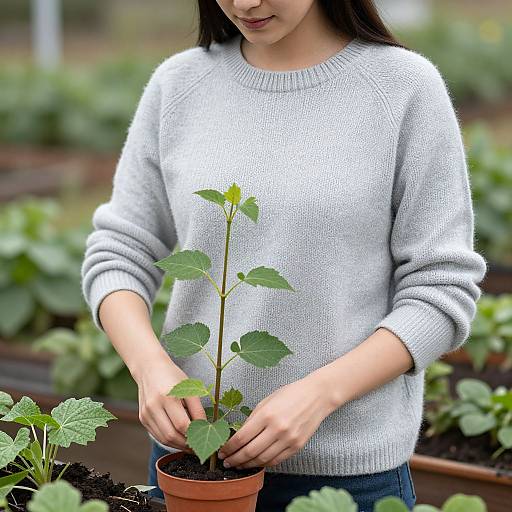 Woman Knitting Espalier Sweater