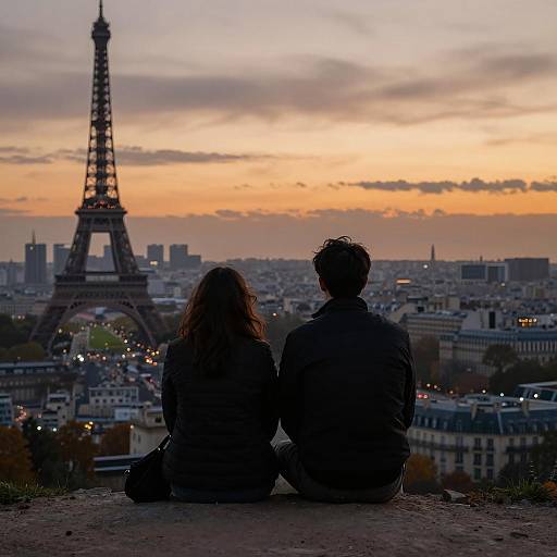 Romantic Sunset Over a Cityscape