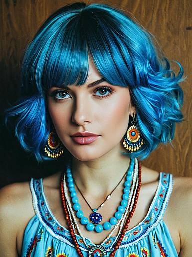 Realistic Portrait of Hippy Wig Girl