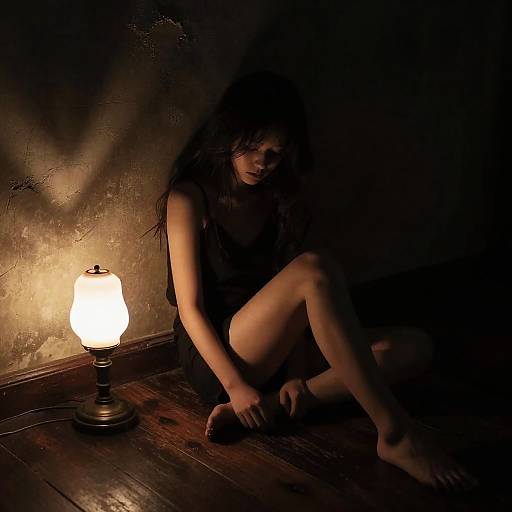 Moody Girl in Chiaroscuro Room
