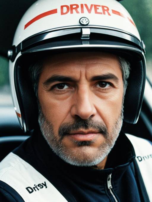Close-up of Male Driver in Helmet and Racing Suit