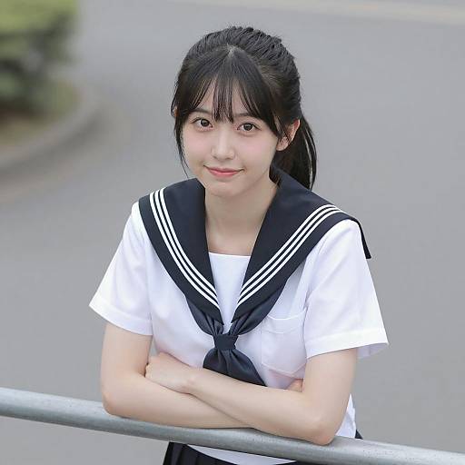 Asian Woman in School Uniform Portrait
