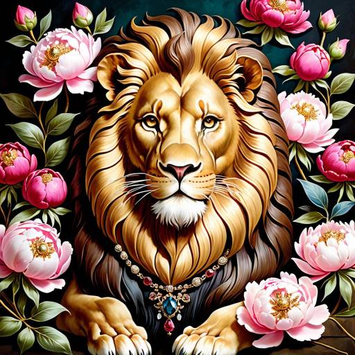 Regal Lion in Renaissance Elegance
