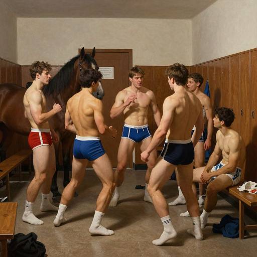Locker Room Camaraderie with Horse