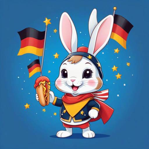 Celebratory Cartoon Rabbit with Hotdog