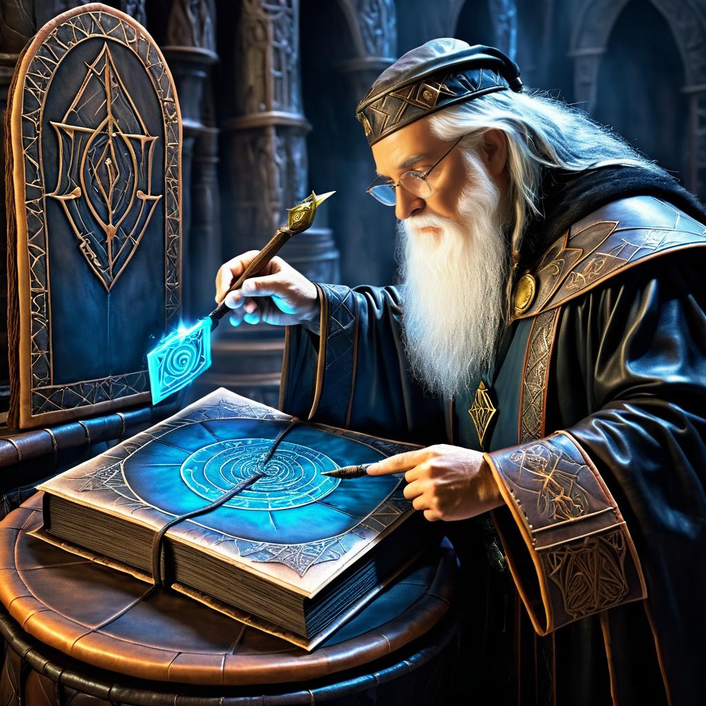 Mage Presents Leather Tome to Archmage