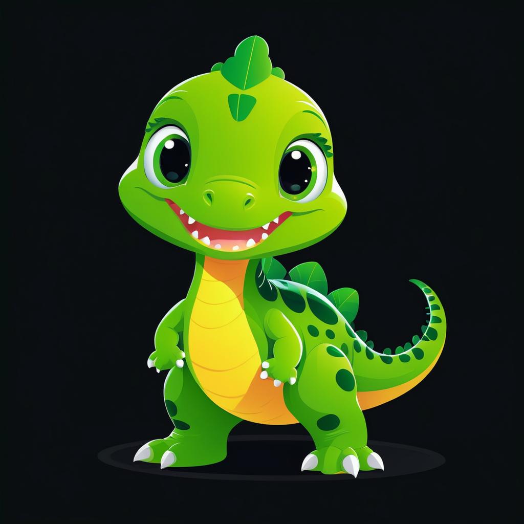 Adorable Green Dinosaur T-Shirt Design