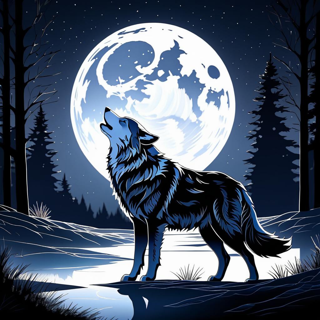 Emotional Wolf Howling at the Moon