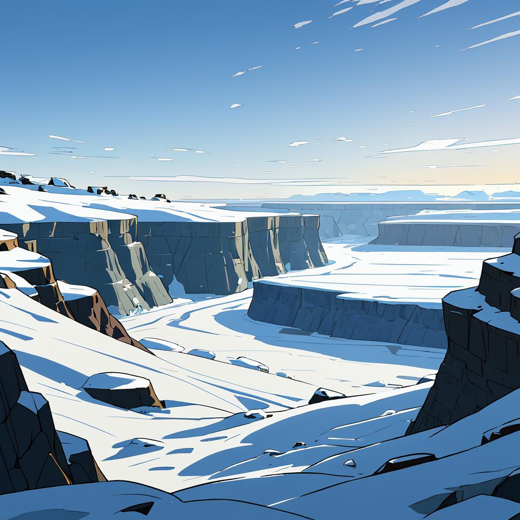 Icy Cliffside Landscape in Cel Shading