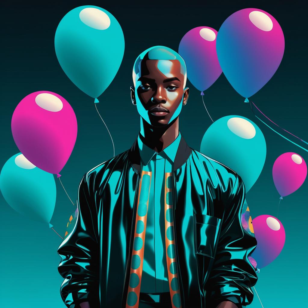 Afrofuturistic Young Man with Balloons