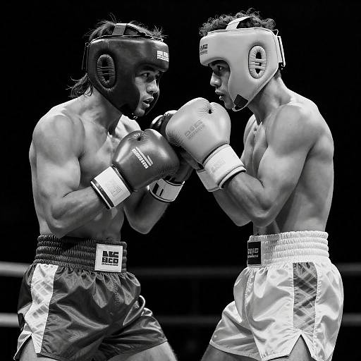 Intense Black and White Boxer Standoff