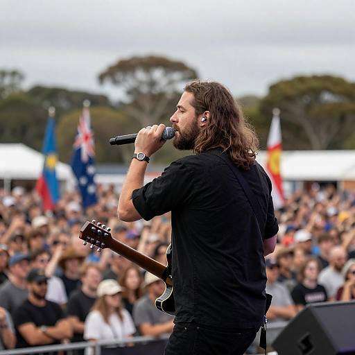 Dynamic Performance by a Brown-Haired Musician