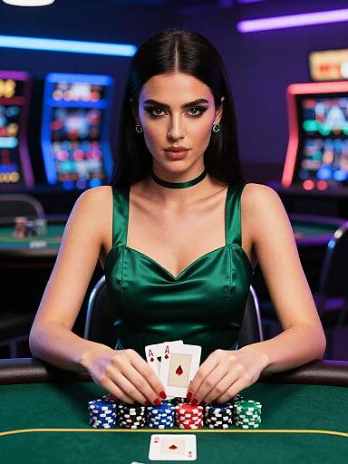 Glamorous Woman Playing Poker