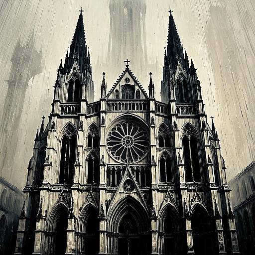 Abstract Gothic Cathedral Oil Painting