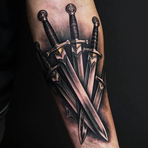 Realistic Sword Tattoo Sleeve Design