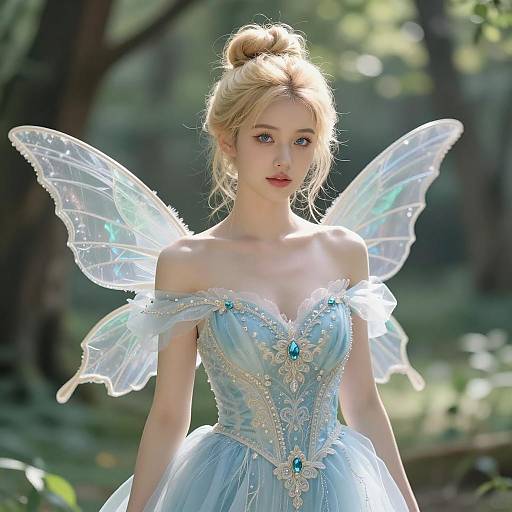 Enchanting Tinkerbell in a Blue Dress