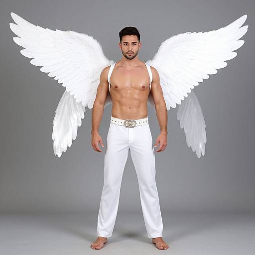 Man Wearing Angel Wings Costume
