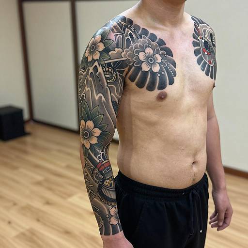 Man with Traditional Japanese Sleeve Tattoo