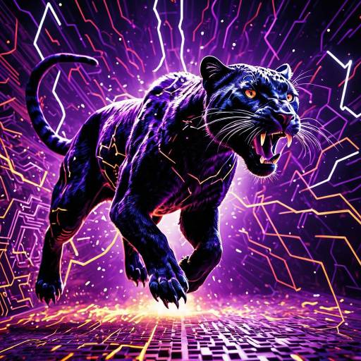 Dynamic 3D Panther Emerging from Circuitry Dynamic 3D Panther Emerging from Circuitry