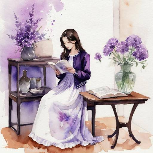 Girl Reading in a White Dress