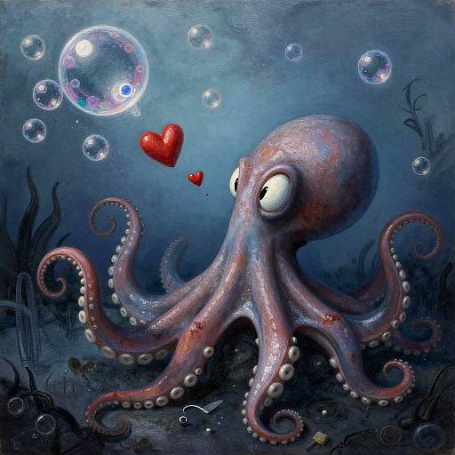 Tim Burton Style Octopus Sending Love
